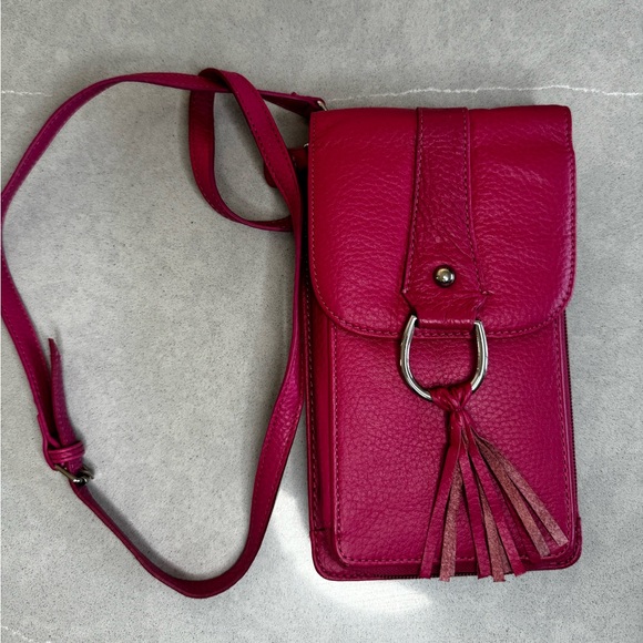 Coldwater Creek Handbags - Coldwater Creek Pink Leather Crossbody Bag Wallet